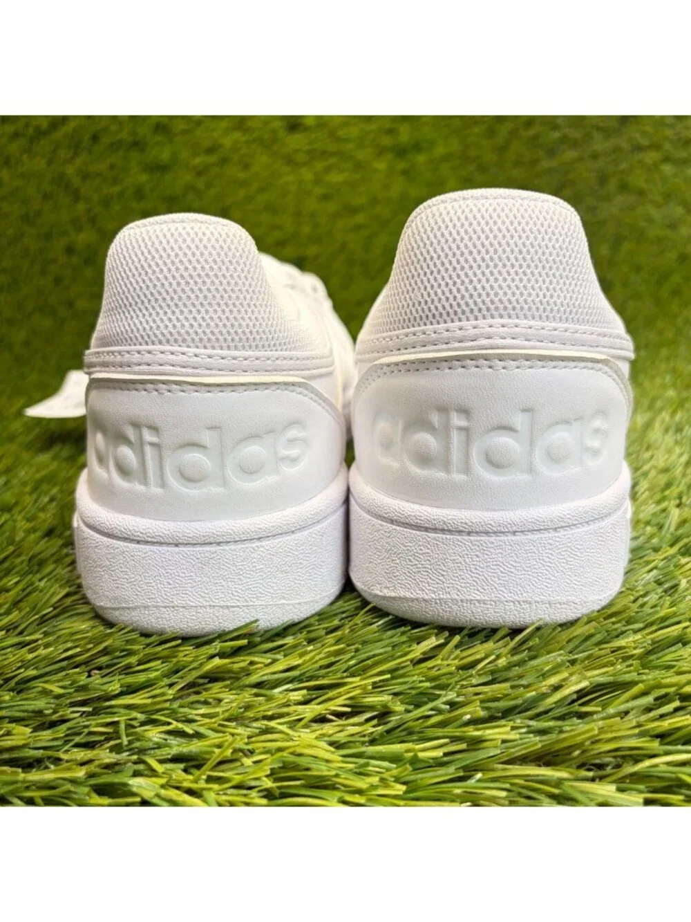 Adidas Hoops 3.0 Low Women Size 7.5 Triple White Athletic Leather Shoes Sneakers